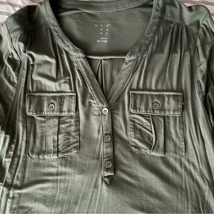 A New Day Green Henley Blouse